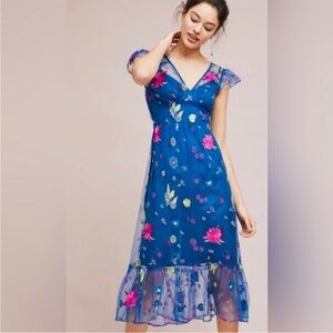 Anthropologie x Tracy Reese Embroidered Midi Dress